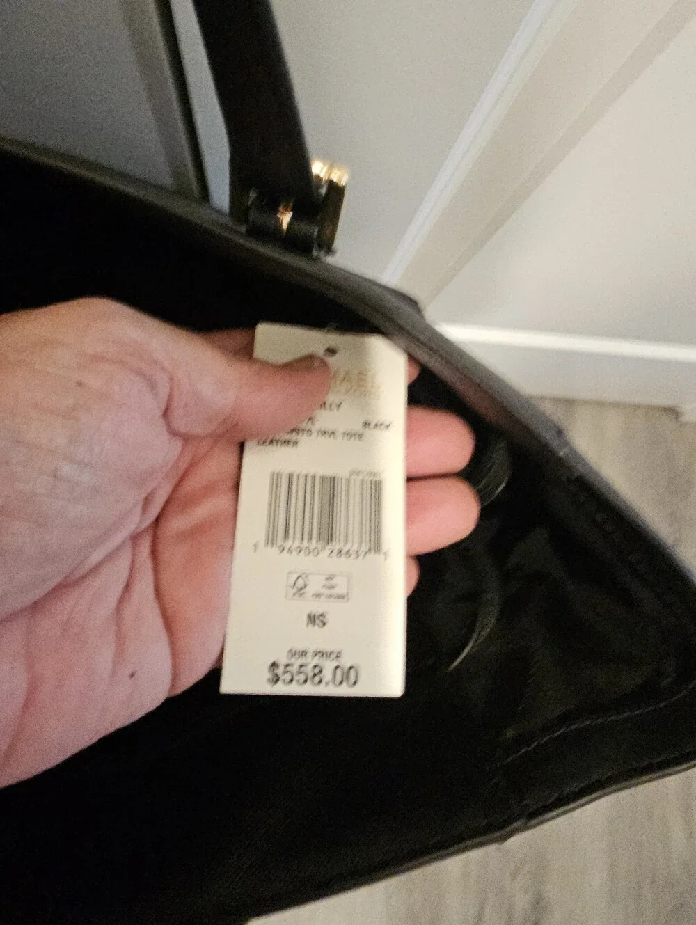 Michael Kors Black Saffiano Tote with Gold Charm